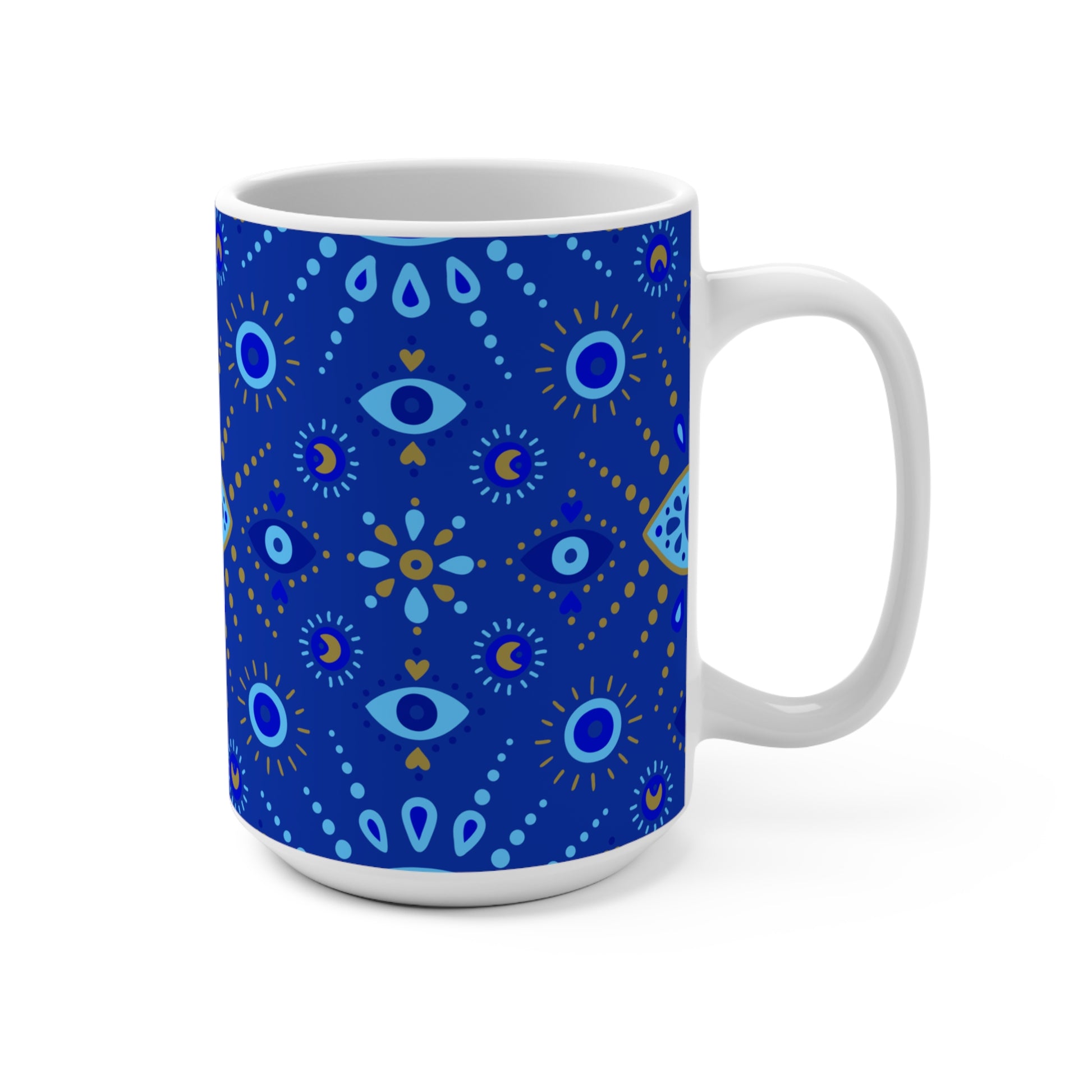 Mug with blue pattern on a white background