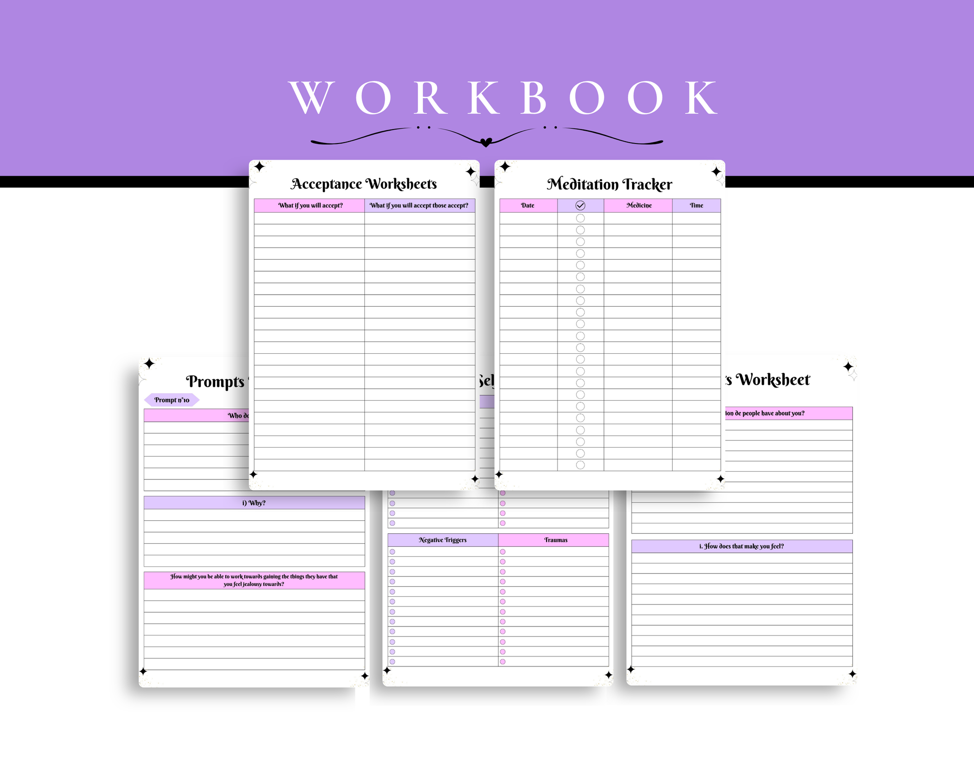 Workbook with various worksheets on a white background